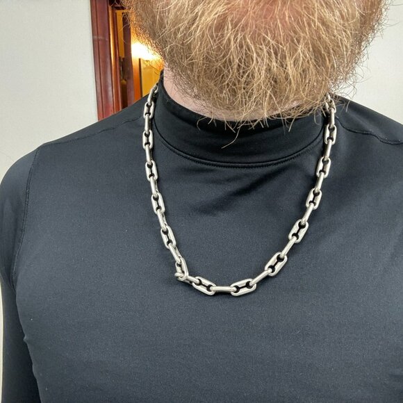 JOHN VARVATOS "Soda Top" Link Chain Necklace in Sterling MSRP $1158 - Picture 7 of 7